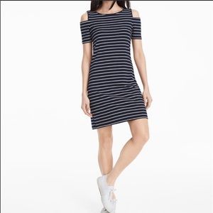 WHBM striped cold shoulder sneaker dress